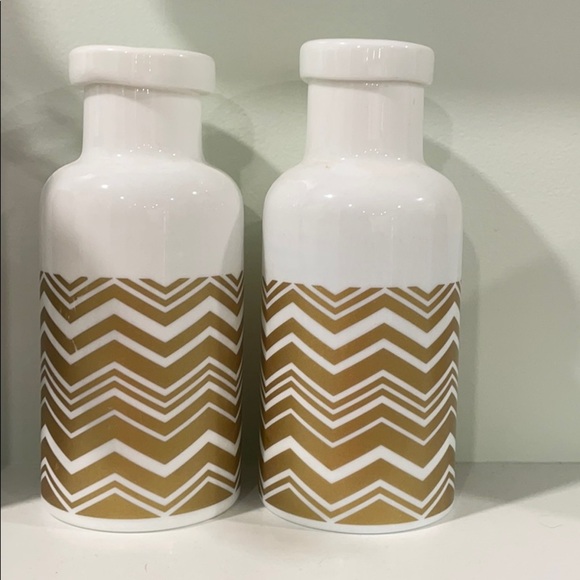 Hobby Lobby White & Gold Chevron Decorative Vases - Picture 1 of 6